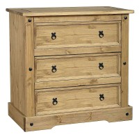 DC Corona 3 Drawer Chest of Drawers Waxed Pine